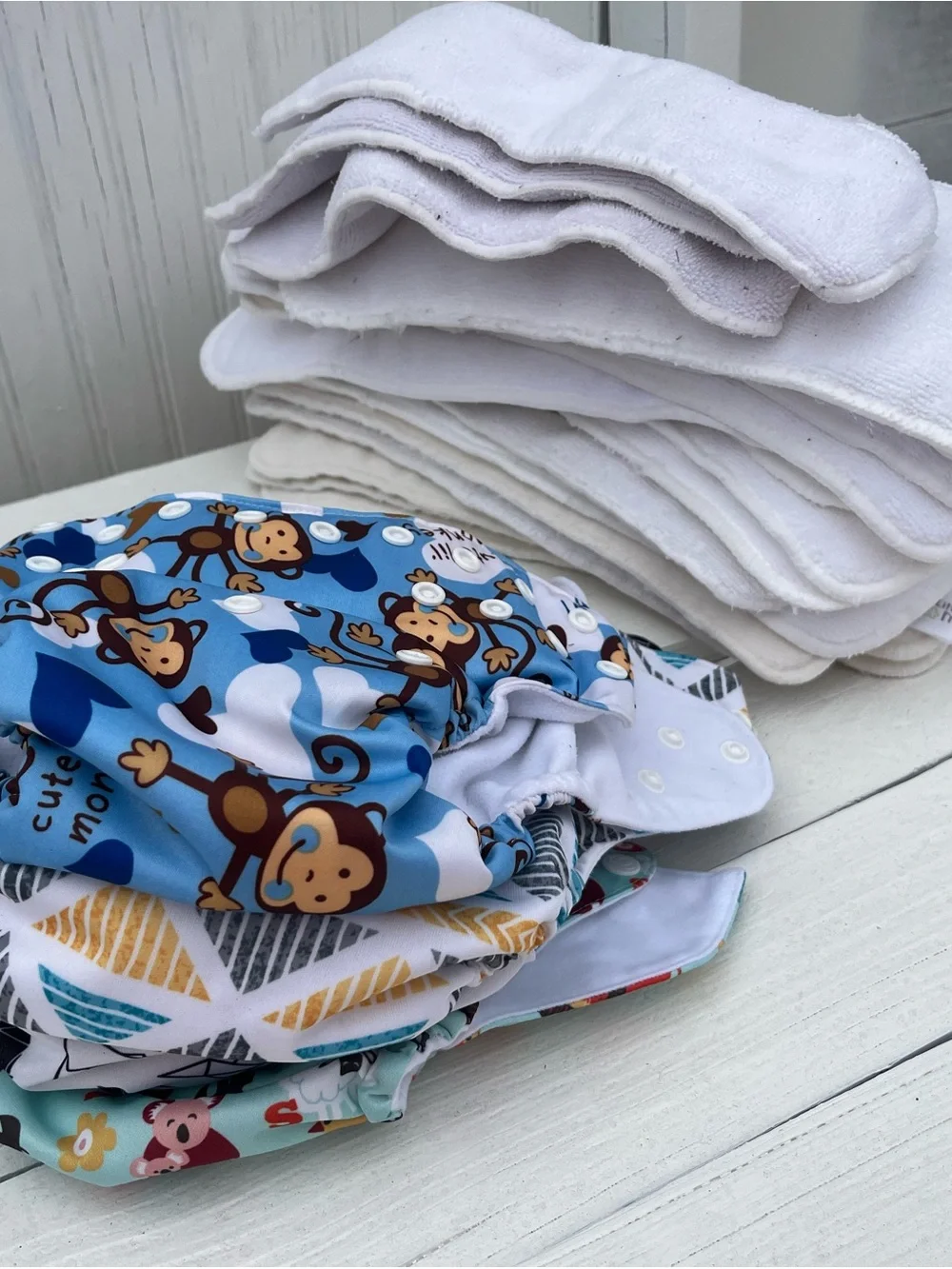 Adjustable clothe pocket Diaper - Mint, Orange, Navy
